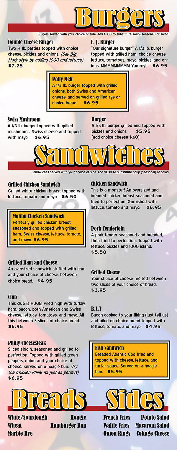 EJ's Lounge & Grill Menu - Lincoln Nebraska - Page 3